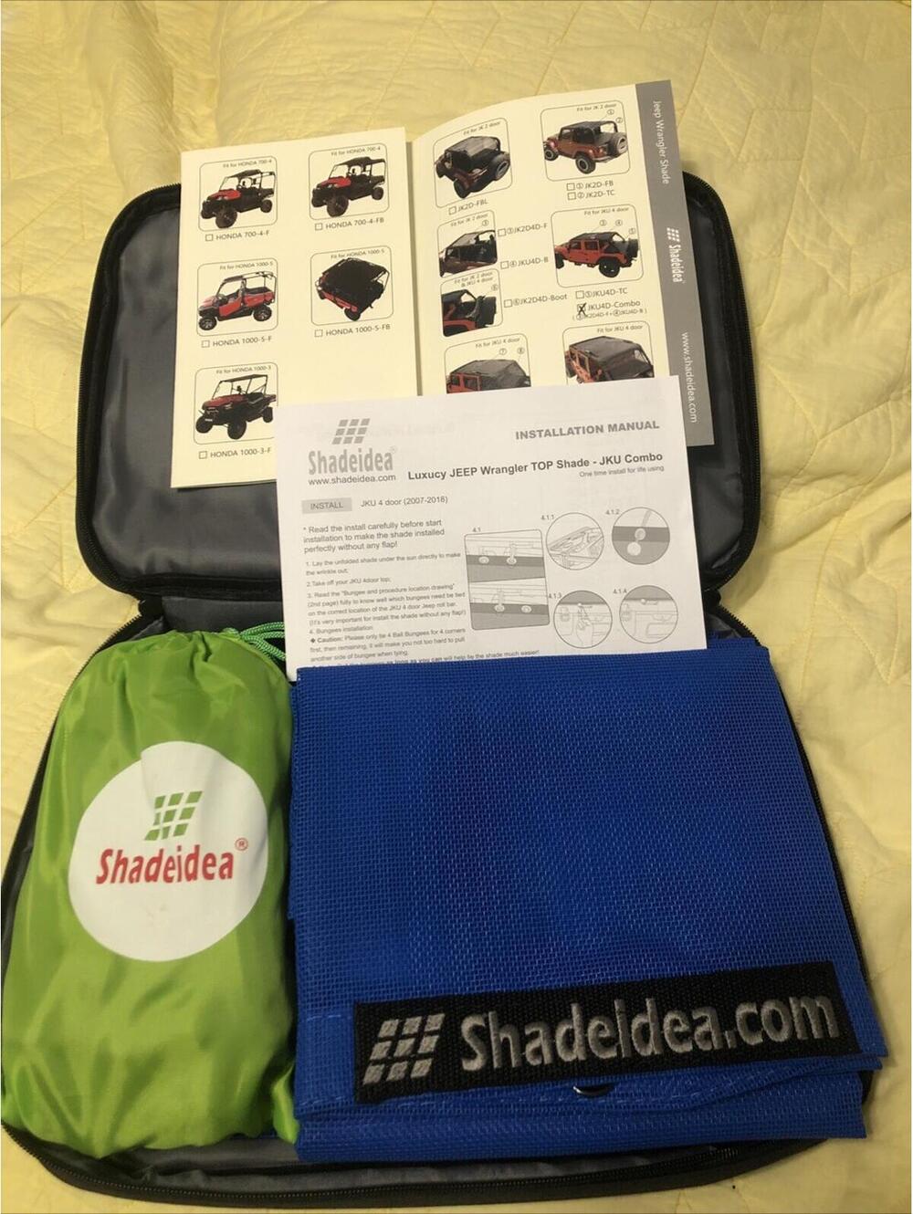 Shadeidea Sun Shade Top for Jeep Wrangler JK Unlimited 07-18 4-Door Blue Mesh.